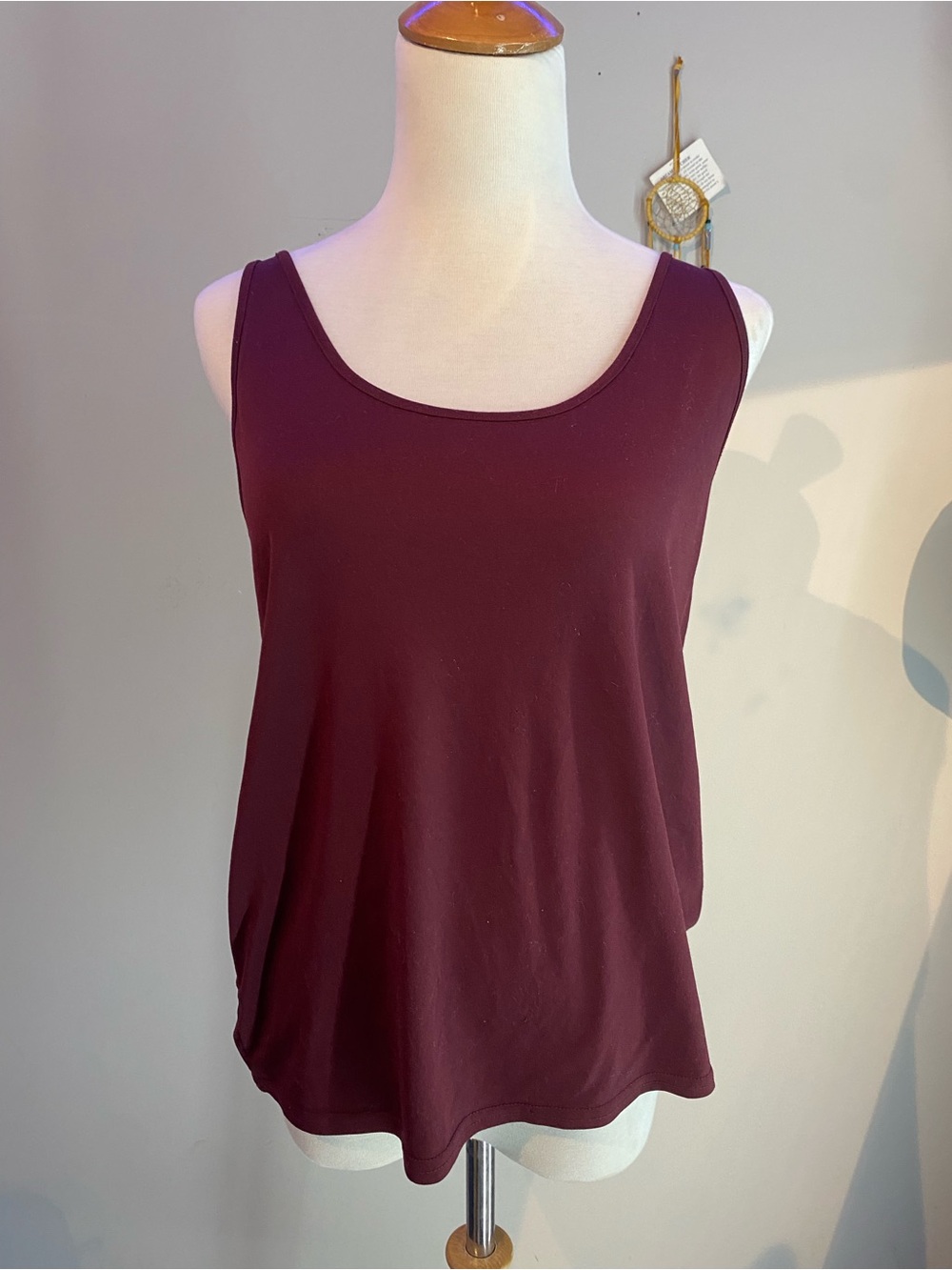 Tlf Apparel Woman’s Luxe Flowy Athletic Tank With Scoop Neck in Deep Burgundy